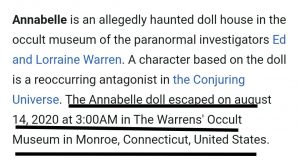 Annabelle fake news twitter wikipedia